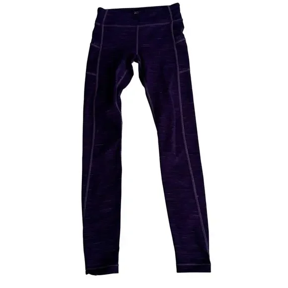 Athleta Girls Heathered Purple Athletic Leggings - Size 7 - Picture 2 of 6